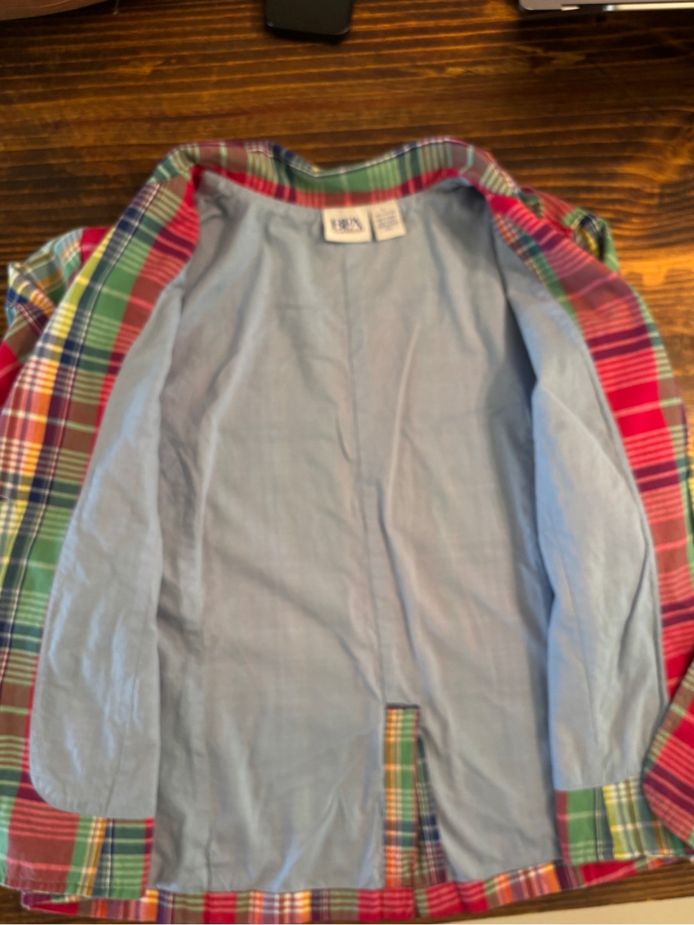 Vintage Madras Plaid Cotton Blazer Jacket BFA Classics 90s Preppy Coastal Large - Picture 8 of 11